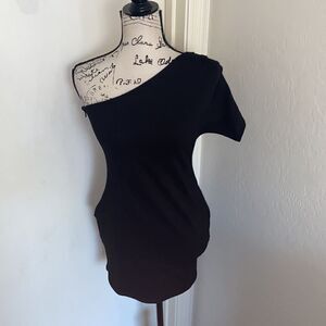 Tobi Black One Shoulder Dress Club Event Feminine Bodycon Vegas Miami Party LBD